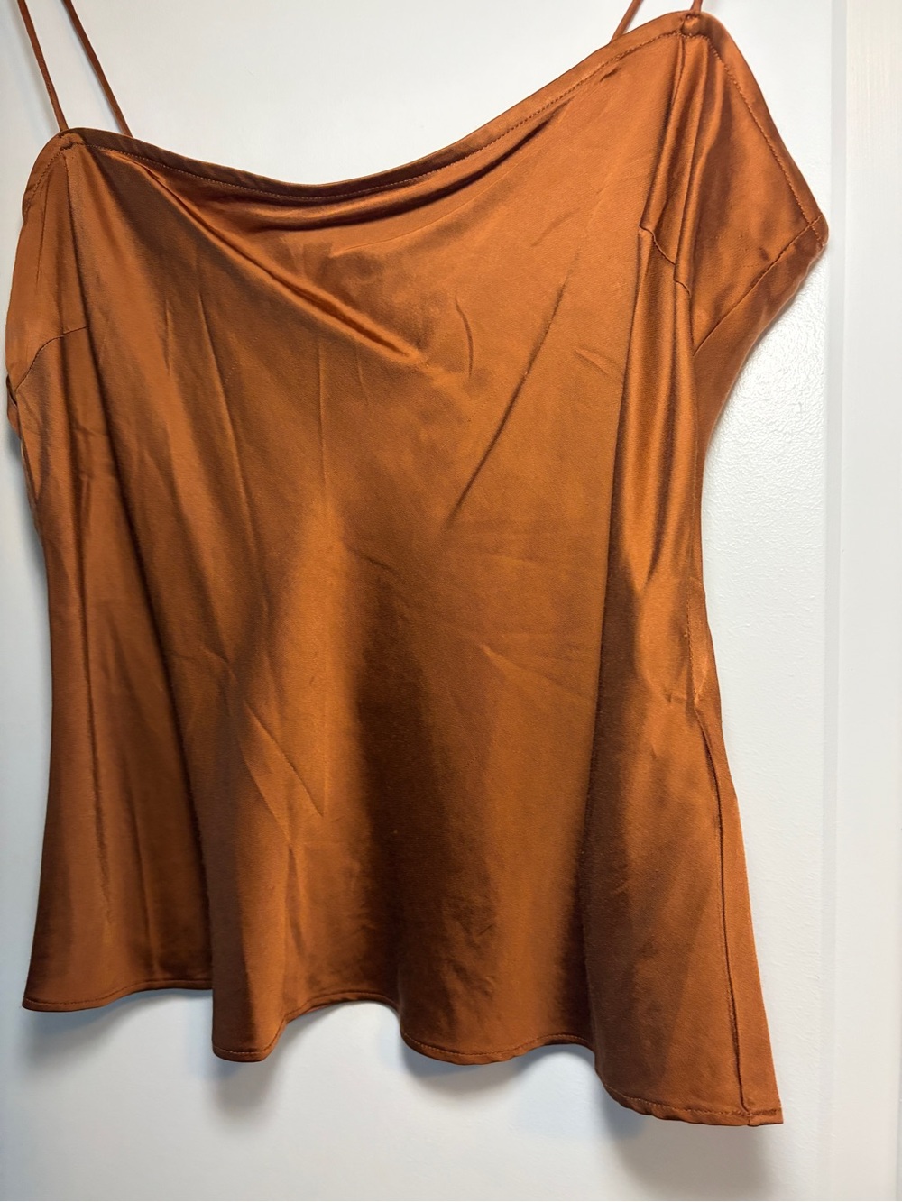 Good American | Rust Satin Spaghetti-Strap Cami - Picture 3 of 8